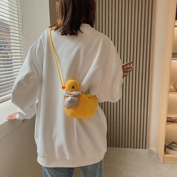 Stickad Ullväska Axelväskor GUL yellow