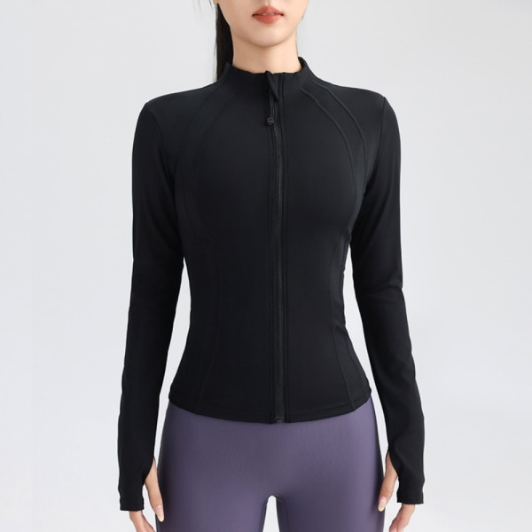 Sport Långärmad Ytterkläder Fitness Stand Up Collar Top Black M