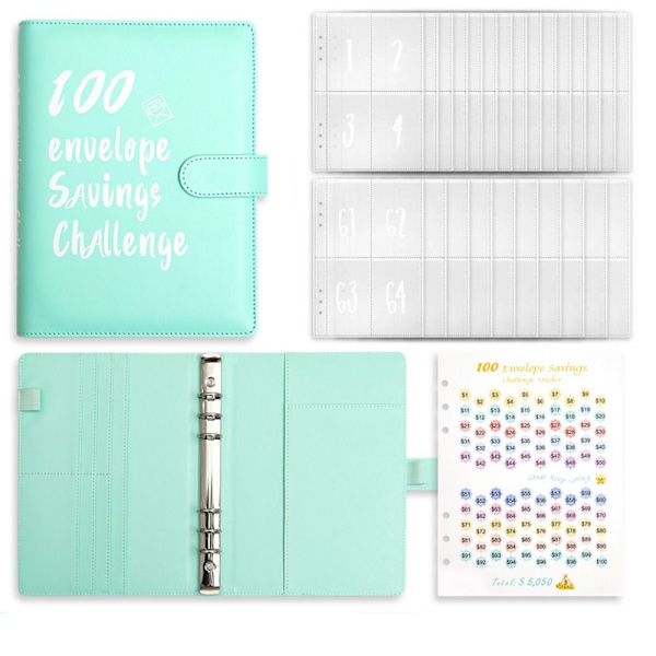 100 konvolutudfordringsindbindingskonvolutter spareudfordringer light blue