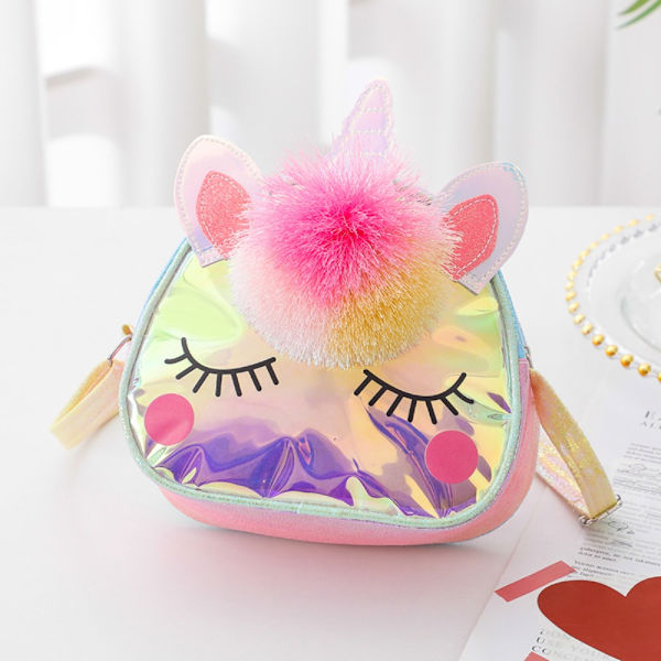 Sarjakuva Lasten Pehmo Unicorn Meikkilaukku Kosmetiikkalaukku Multicolor