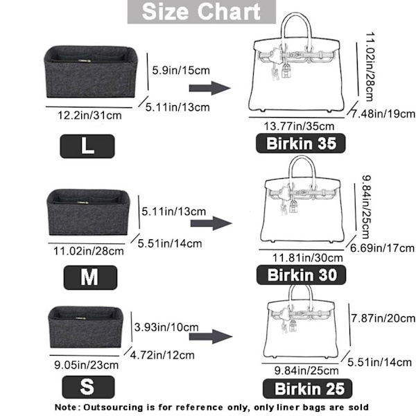 Handväska Insert Bag Liner Bag MÖRKGRÅ 27X13X12CM dark grey 27x13x12cm