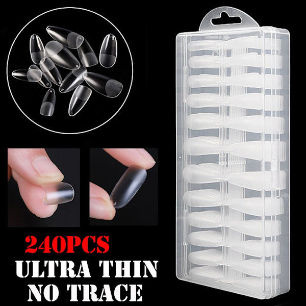 240stk False Nails Ultra Tynd STILETTO STILETTO Stiletto
