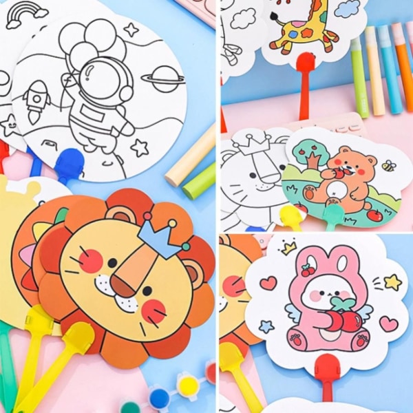 Kids DIY Coloring Fan Handfärgad liten solfjäder SNIGEL SNIGEL snail