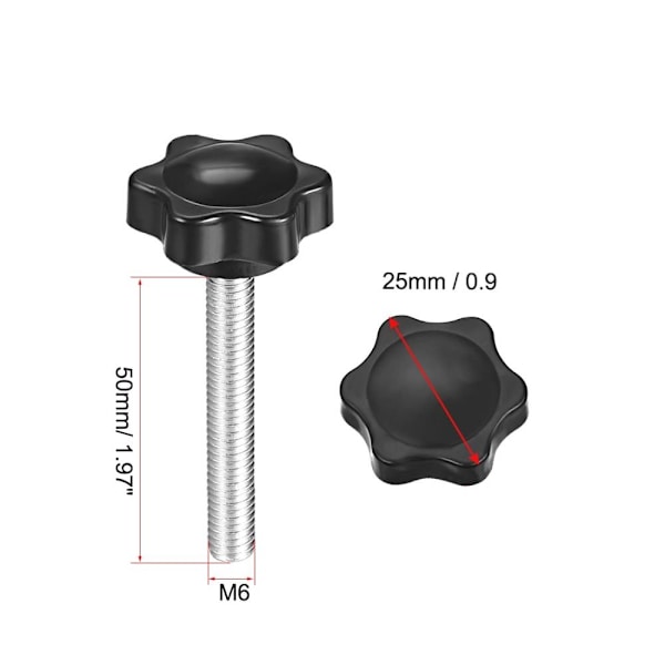 10 stk klemskrueknapp plomme sekskantformede grep 10PCSM6X50MM 10PCSM6x50mm