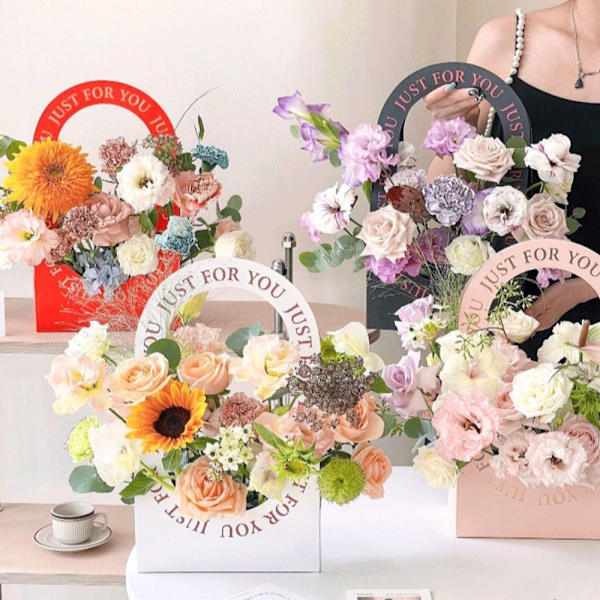Blomförpackningslåda Blomkorg VIT White