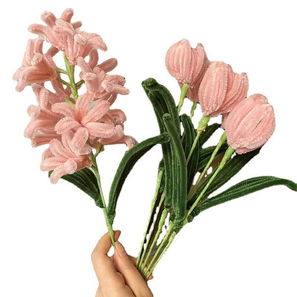 100 stycken/ Set Chenille Stems Twist Stick Plysch Strip LIGHT light pink