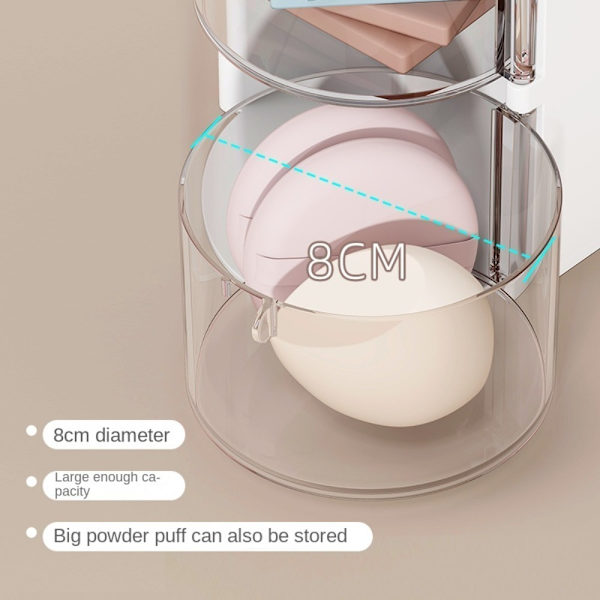 Powder Puff Opbevaringsboks Kosmetisk Bomuldsopbevaring HVID 2-LAG White 2-layer-2-layer
