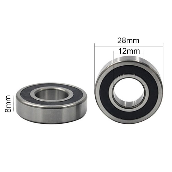 8 stk. Deep Groove Kuglelejer Dobbeltforseglede lejer 6001-2RS 6001-2RS 12x28x8mm