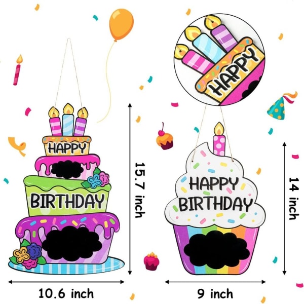 1/2st Födelsedagstårtaskylt Födelsedagsskylt 2ST 2ST 2pcs