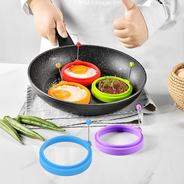 Omelett Stekt Egg Former Egg Pannekake Ring BLÅ Blue