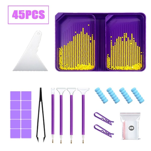 5D Diamond painting Kit Diamantkonstförvaring LILA SET purple Set 2-Set 2