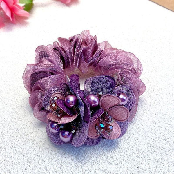 Flower Hair Scrunchies Elastiska hårband KAFFE Coffee