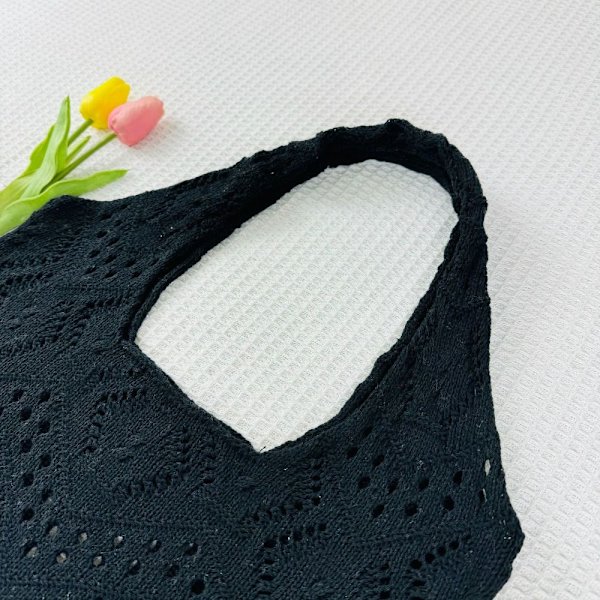 Strikkede håndtasker skuldertaske SORT Black