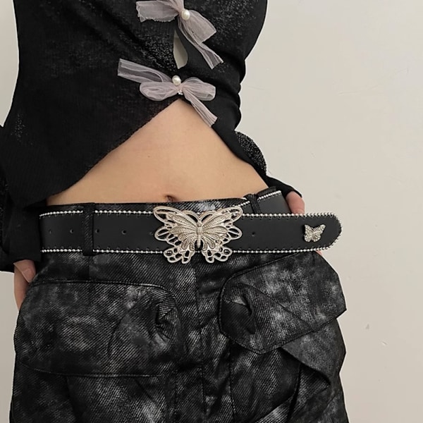 Hip Hop Punk Bælte Retro Mode Bælte SORT Black