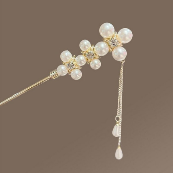 Hair Fork Pearl Päähineet Hius Chopsticks Cross Pearl Hairpin