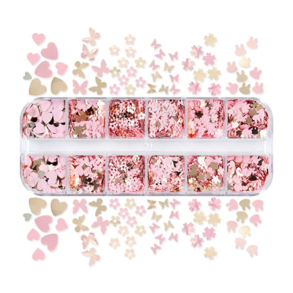 Nail Glitter Flakes Negle Pailletter 12 GRIDS - A 12 GRIDS - A 12 Grids - A