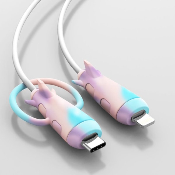 Kabelbeskytter Oplader Kabelbeskyttelsesdæksel Pink&Green&Yellow USB to C-USB to C
