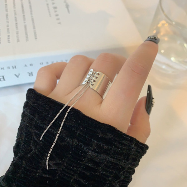 Kedje Tofs Ringar Bred Kant Ringar Öppen Ring