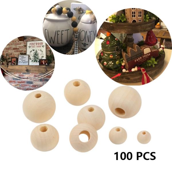 100 kpl puuhelmi irtonaisia ​​välihelmiä 12 mm SISÄINEN 4 mm 12mm Inner4mm