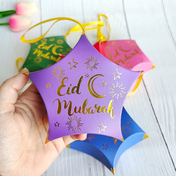 10 stk Eid Mubarak Slik- og Chokoladeæsker Gaveemballage Blå