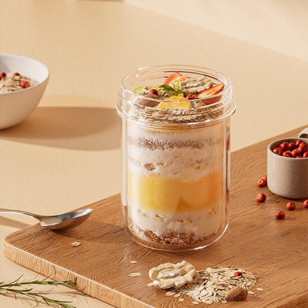 Bærbar morgenmadskop Yoghurtsalatkop GRÅ Grey