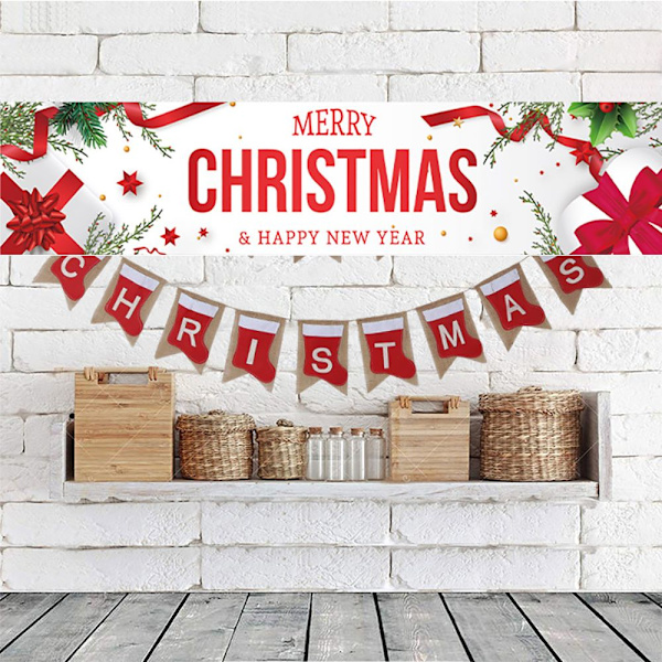Jul Udendørs Banner Bagtæppe Bannere GLÆDELIG JUL GLAD Happy Christmas
