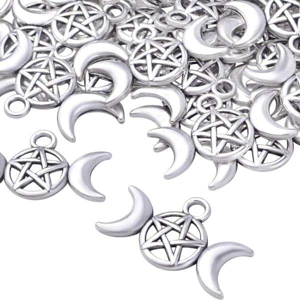 Månberlocker Antik Silver Pentagram Pentagram Månberlocker