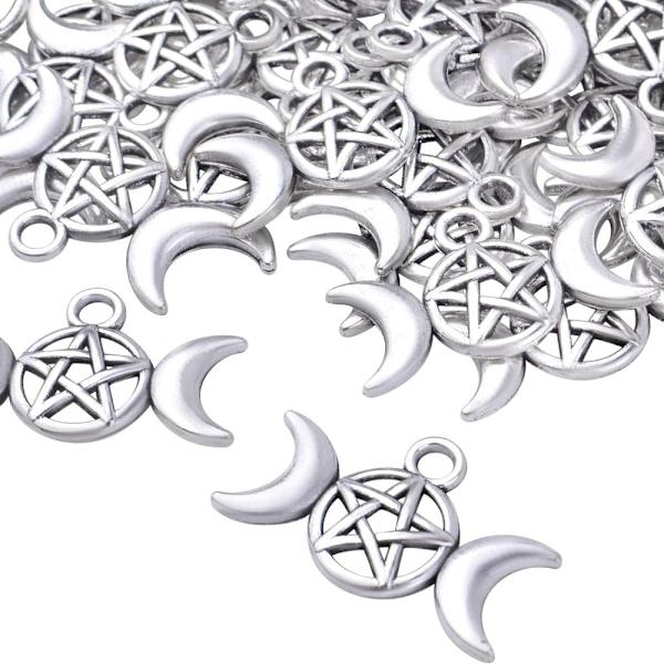 Moon Charms Antikke sølv Pentagram Pentagram Moon Charms
