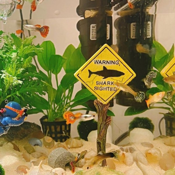 Akvariumdekorasjon Shark Advarselsskilt C C C