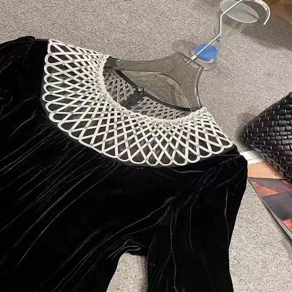 Kvinders blondekrave Dingzhu sjalkrave SORT Black