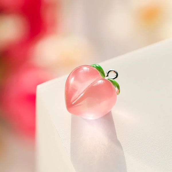 10 stk Peach Flat Resin Charms Anheng Peach Charms Fruit 10