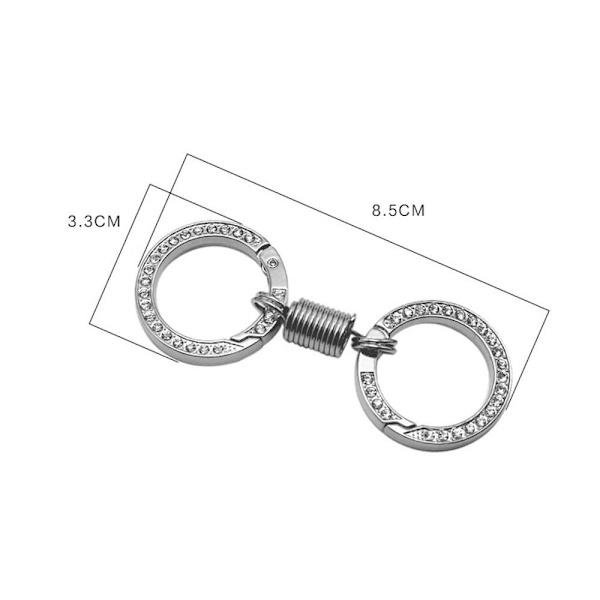Dubbelsidig nyckelring med strass, SILVER silver