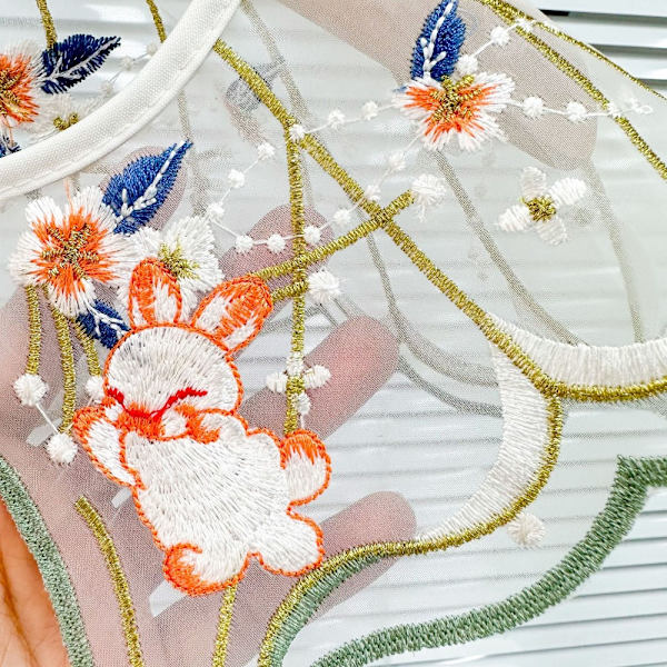 Rabbit Embroidery Lasten kaulus Hanfu Cloud Olkapää
