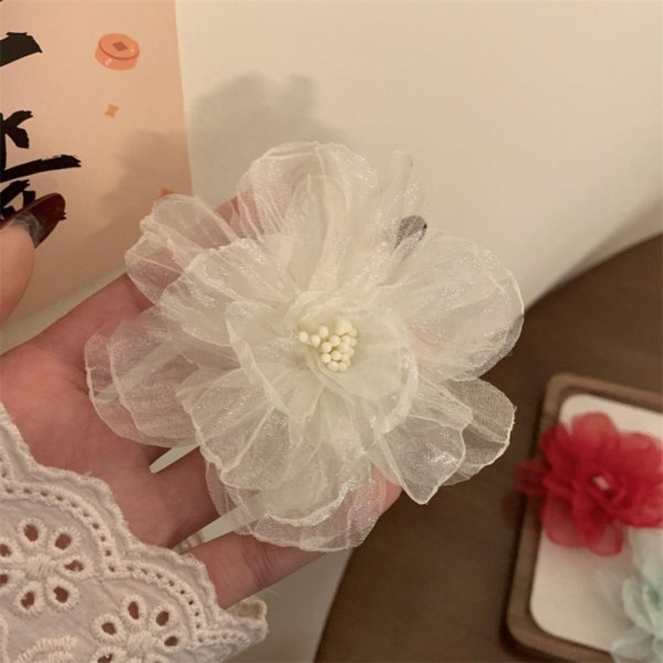 Organza Blomma Hårnål Blommigt Hårklämma BEIGE beige