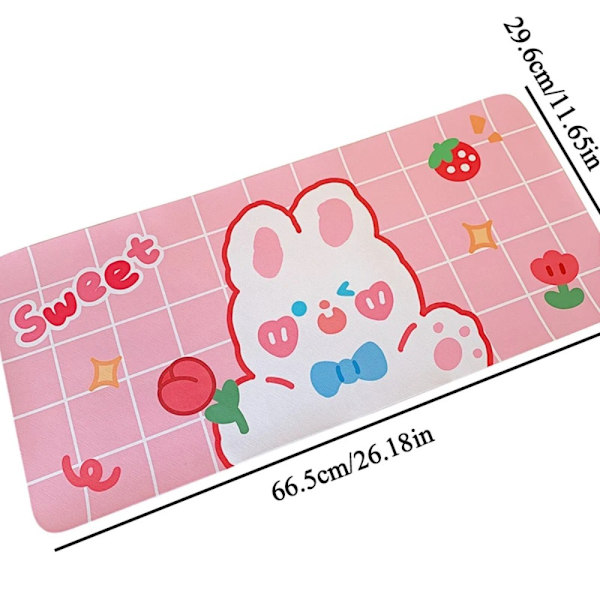 Stor tecknad filmrosa Mousepad Kawaii Gaming Mouse Pad VIT White