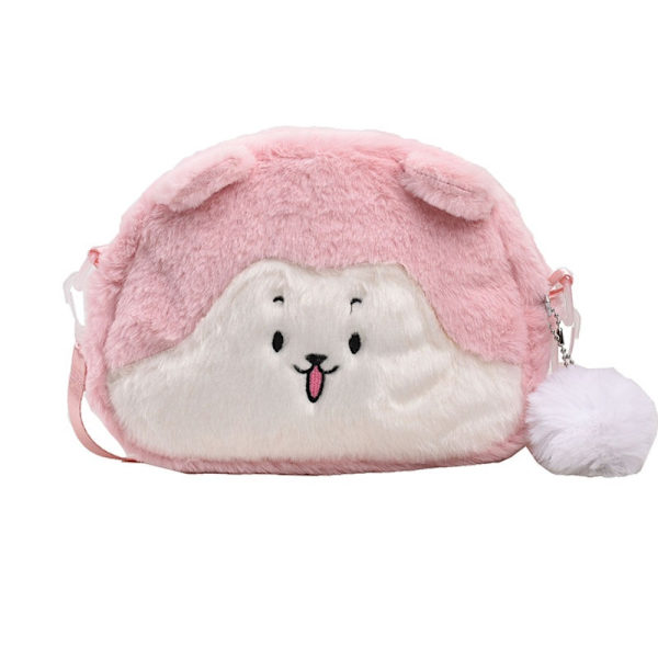 Ryggsäck Plysch Doll Axelväska ROSA CIRKULÄR CIRKULÄR Pink Circular-Circular