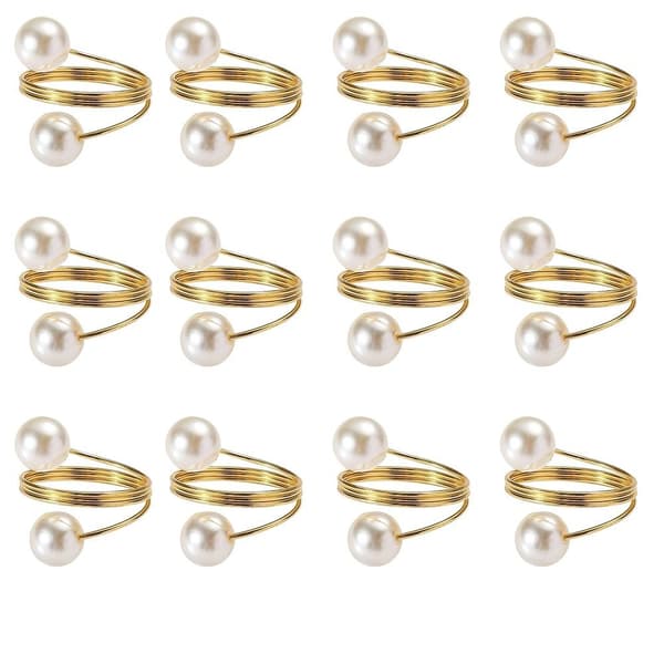 12 stk. Servietringe Servietringholder GULD Gold