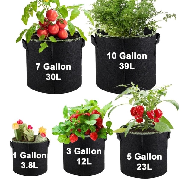 1/3/5/7/10 Gallon Trädgårdsplanteringspåse Grow Bag 18x15cm02-1Gallon