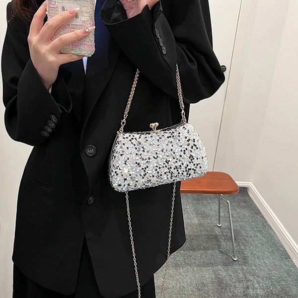Chain Evening Bankett Bag Håndveske GULL Gold