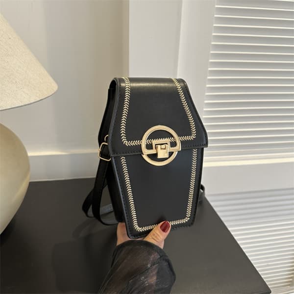PU Lædertaske Trendy Hasp Tasker SORT Black