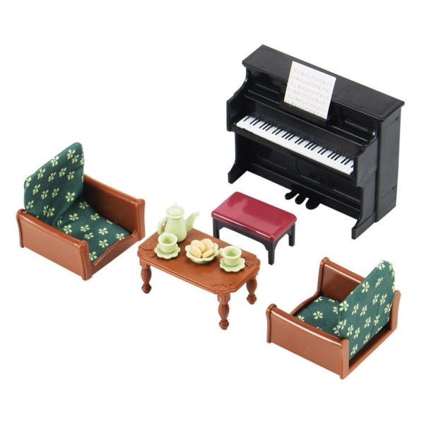 Dukkehus Miniatyrseng Dekorativ treplate HVIT PIANO White Piano Series