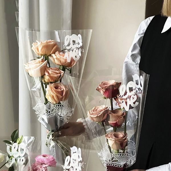 20/30 STK Rose Packing Sleeve Bag Buket Pakkepose SORT Black 20pcs-Multiple-20pcs-Multiple