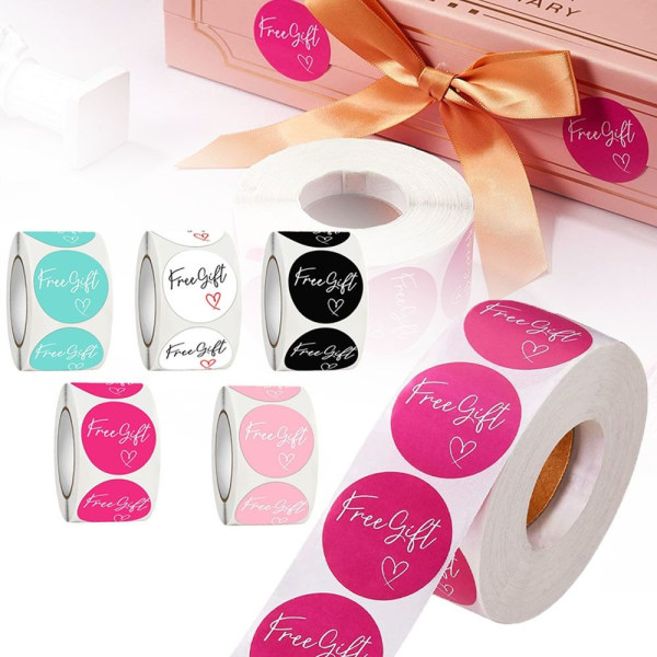 500 st/rulle presentetiketter Förseglingsdekal ROSA pink
