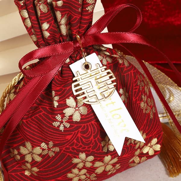 Cny Orange Väska Bröllop Presentpåsar Välsignelse Förpackning without words
