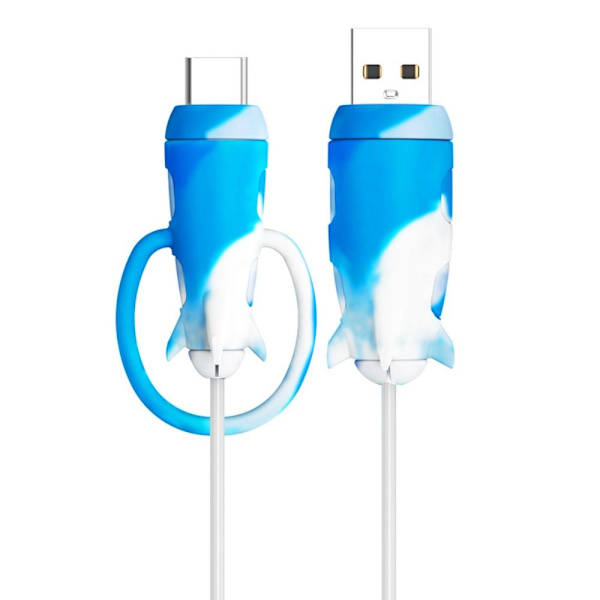 Kabelskydd Laddare Cover BLÅ&VIT USB Blue&White USB to C-USB to C