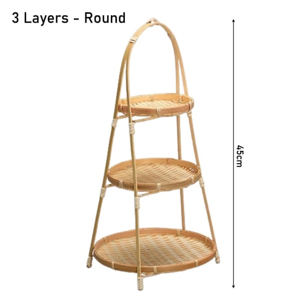 1st Bambu vävd korg förvaringskorg 3 LAGER - RUND 3 3 Layers - Round