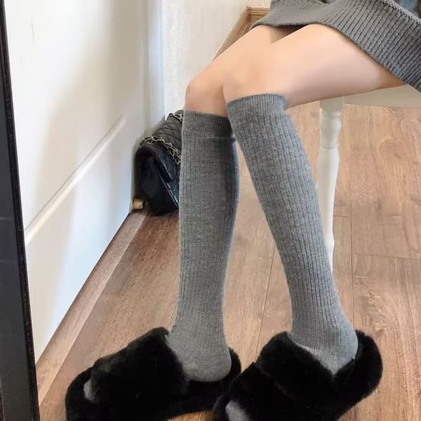 Lange damestrømper MØRKEGRÅ dark grey