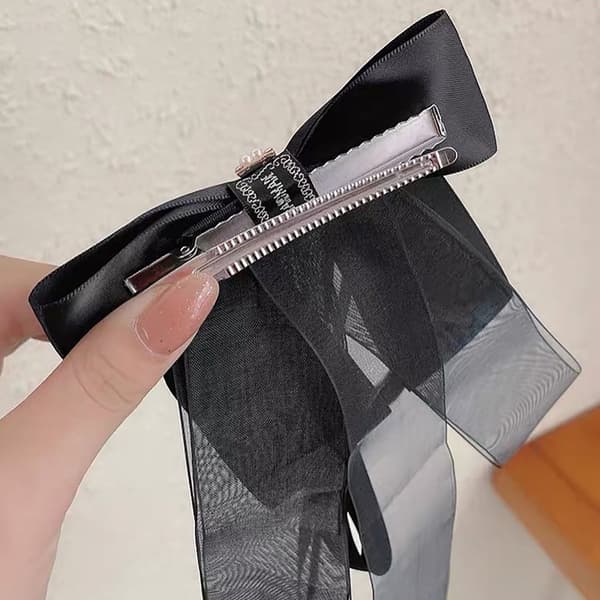 Sløjfehårklemme til hestehale, SORT BLACK