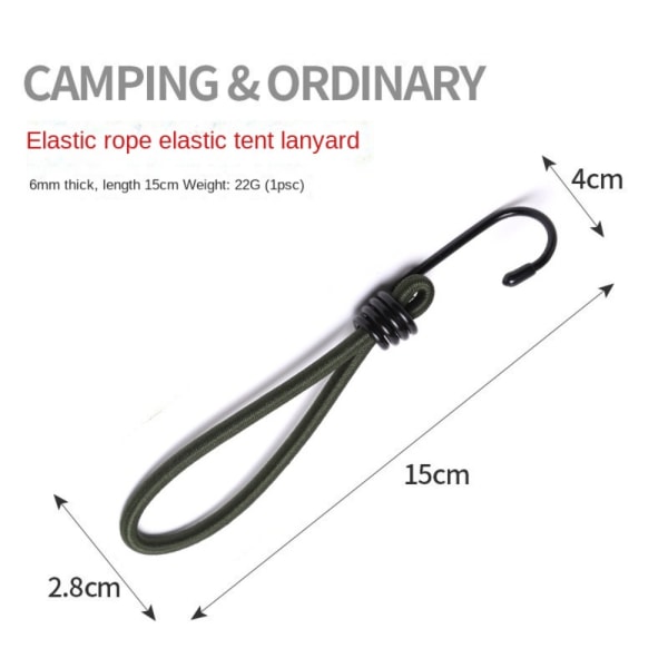 Elastisk reb med krog fast bindingsbælte 12CM SORT 12CM SORT 12cm Black