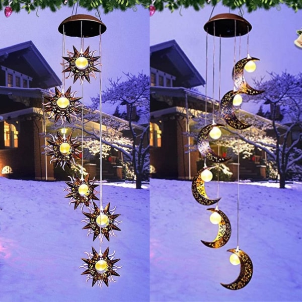 LED Wind Chime Fairy Lights EID Mubarak Lampe B-FLERE FARGER B-Multicolor